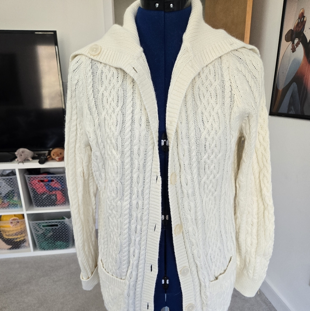 Talbots Ivory Cable Knit Cardigan
